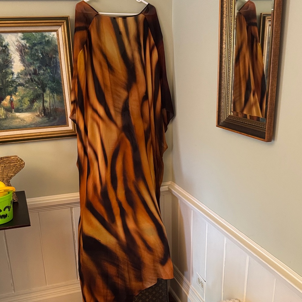 Skims Roberto Cavalli Tiger Animal Print Long Kaftan Dress L Large - Picture 6 of 6